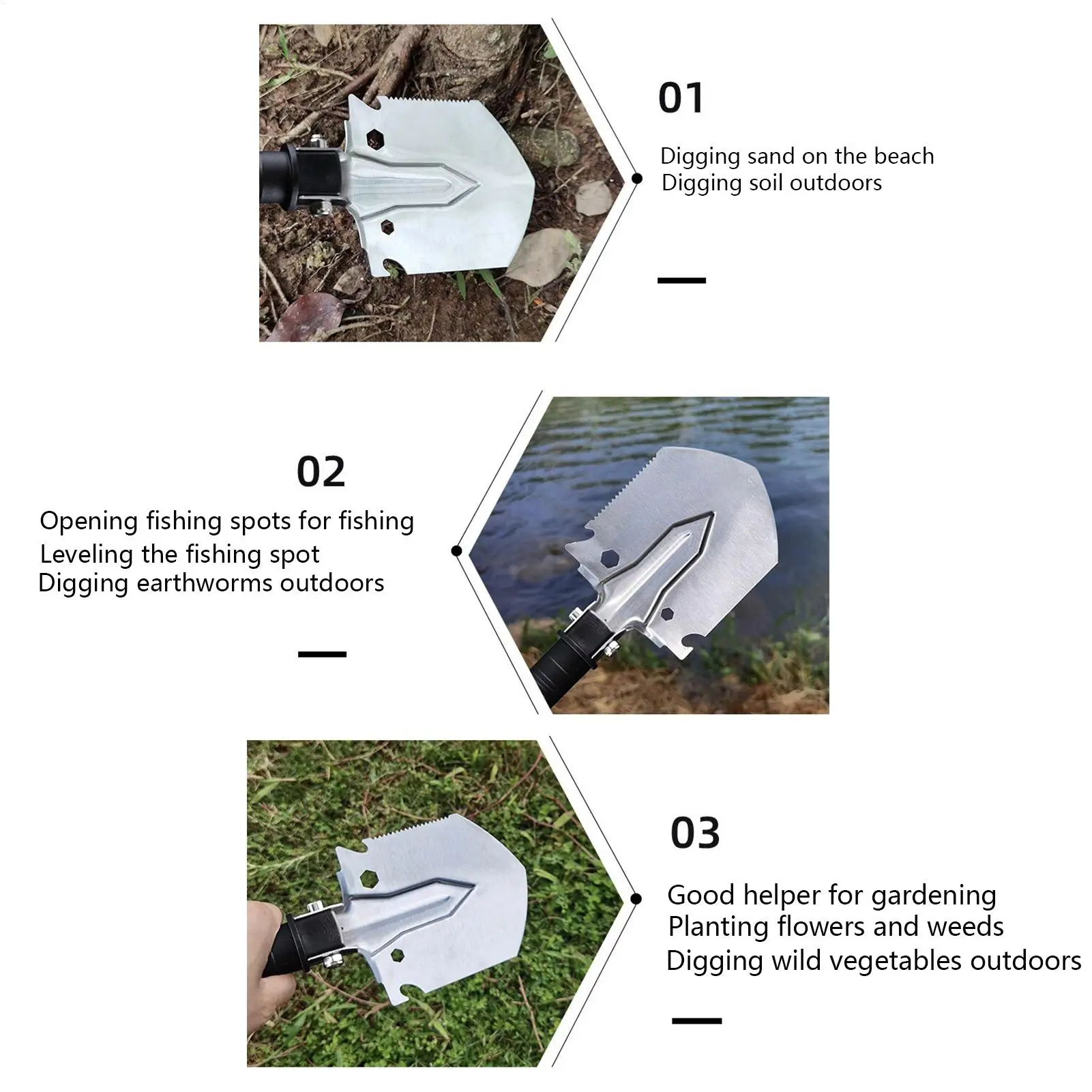 Camping Shovel Folding Multifunctional Folding Shovels for Digging Lightweight High Strength Entrenching Tool for Backpacking