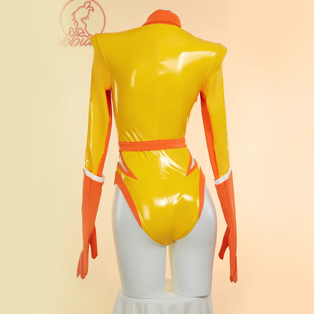 USA Stock MOBBUNNY Women Princess Derivative Lingerie Set Racing Suit Striped Cutout Bodysuit with Belt Gloves Cosplay Costume