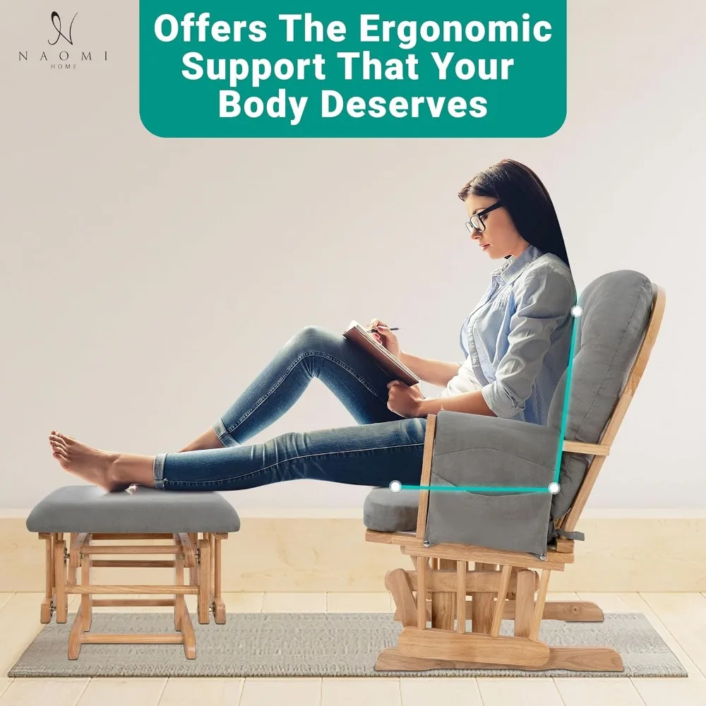 Brisbane Nursery Glider Ottoman Sets Glider Recliner Nursery Rocking Chair Rocker with Ottoman Reclining Gliders Chairs for Brea