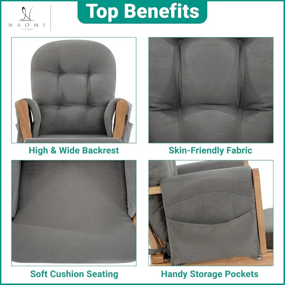 Brisbane Nursery Glider Ottoman Sets Glider Recliner Nursery Rocking Chair Rocker with Ottoman Reclining Gliders Chairs for Brea