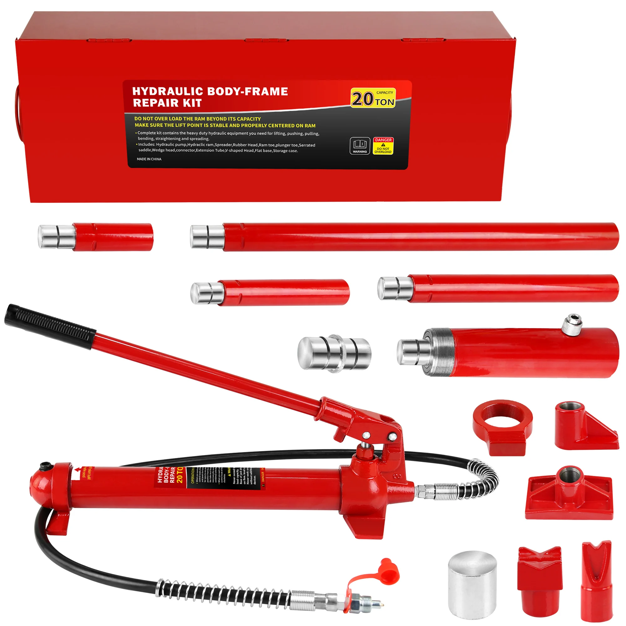 20 Ton Porta Power Kit, Portable Hydraulic Jack with 4.7 Ft/1.43 m Oil Hose, 44000 Lbs Capacity, Heavy Duty Hydraulic Jack, Port