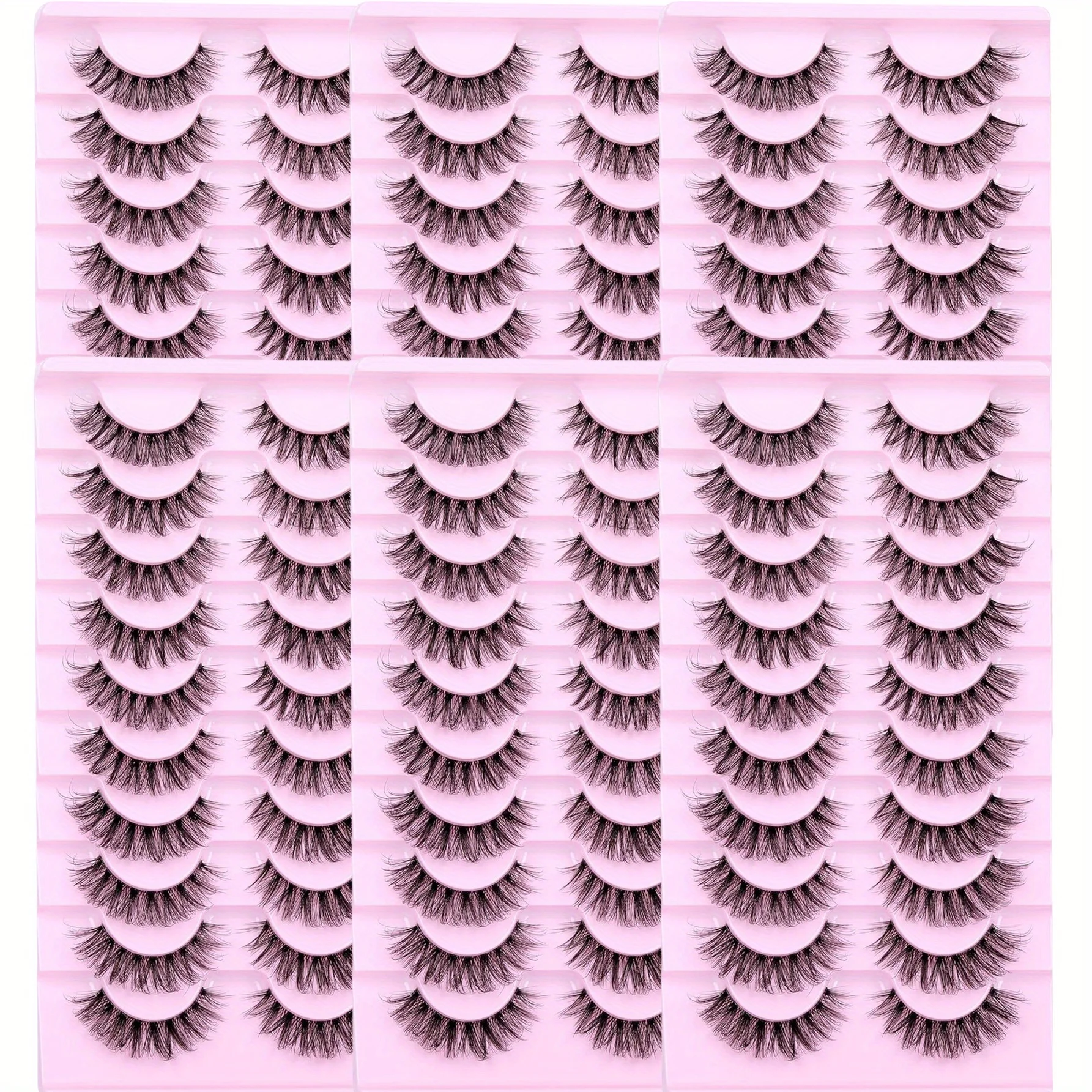 60Pairs/6Pack Natural Fluffy False Eyelashes Wispy Lashes 3D Volume Strip Lashes D Curl Fake Eyelashes with Clear Band Eye Lash