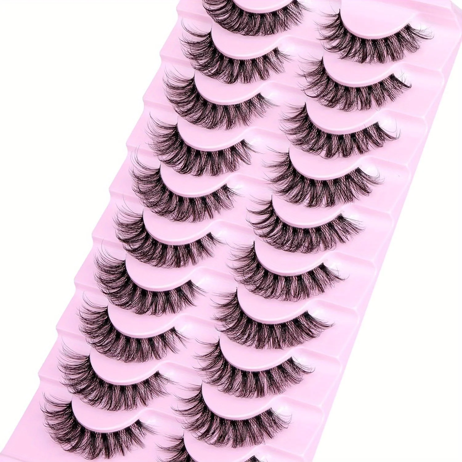 60Pairs/6Pack Natural Fluffy False Eyelashes Wispy Lashes 3D Volume Strip Lashes D Curl Fake Eyelashes with Clear Band Eye Lash