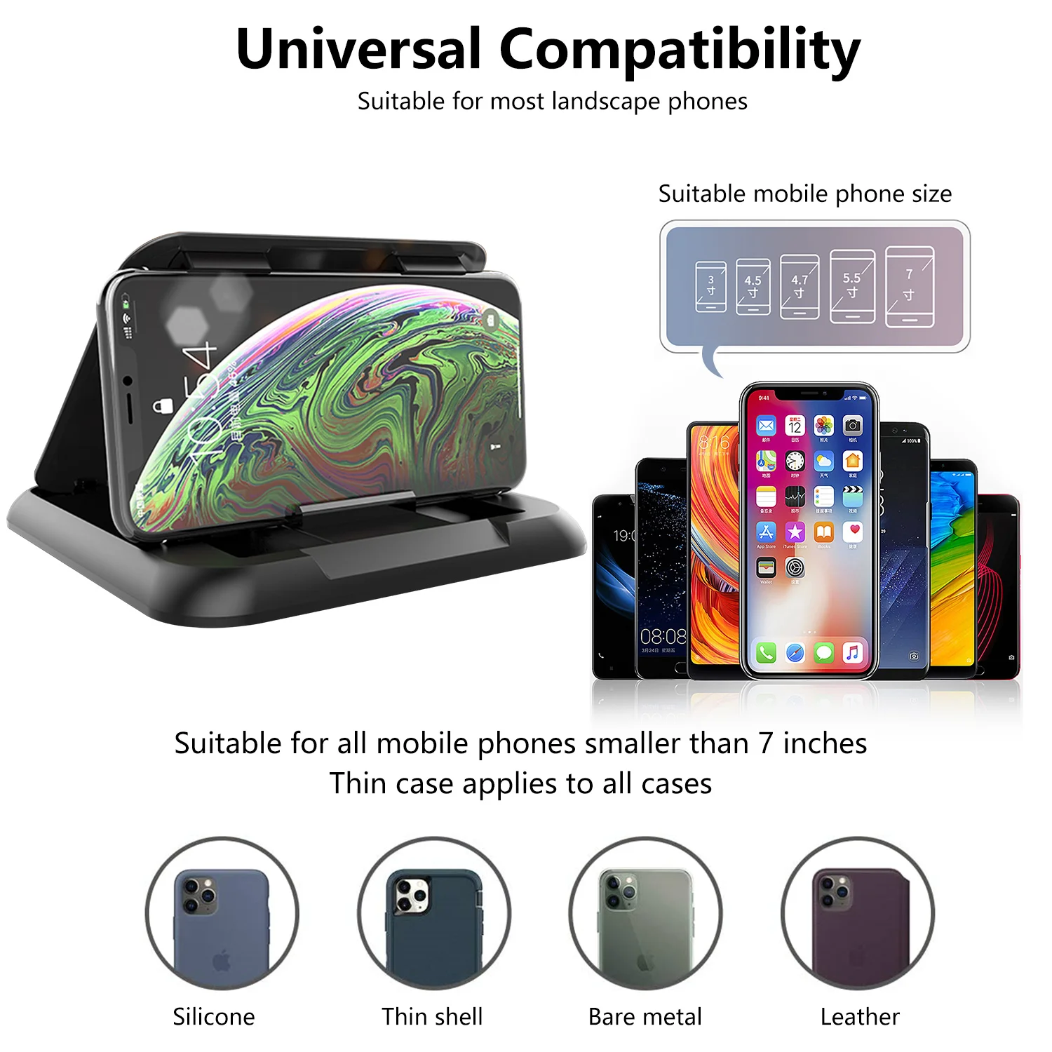 Dashboard Car Phone Holder For 3" to 7" Mobile Phone Stand Holder Grip in Car Universal Adjustable Cell Phone Holder Mount