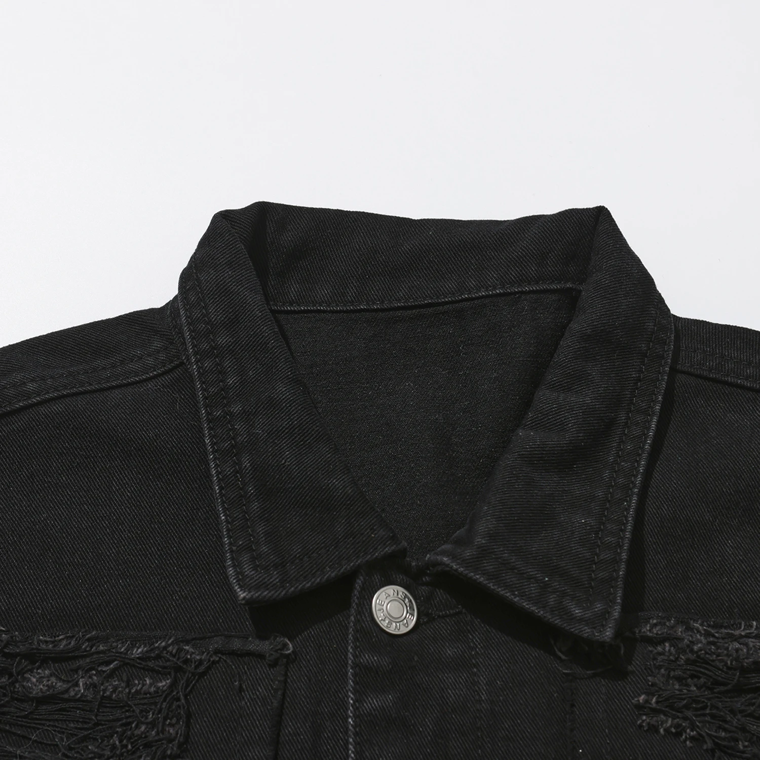 Men's High Street Destroyed Jeans Jacket With Patchwork Fashion Streetwear Ripped Denim Coat For Male Distressed Outerwear