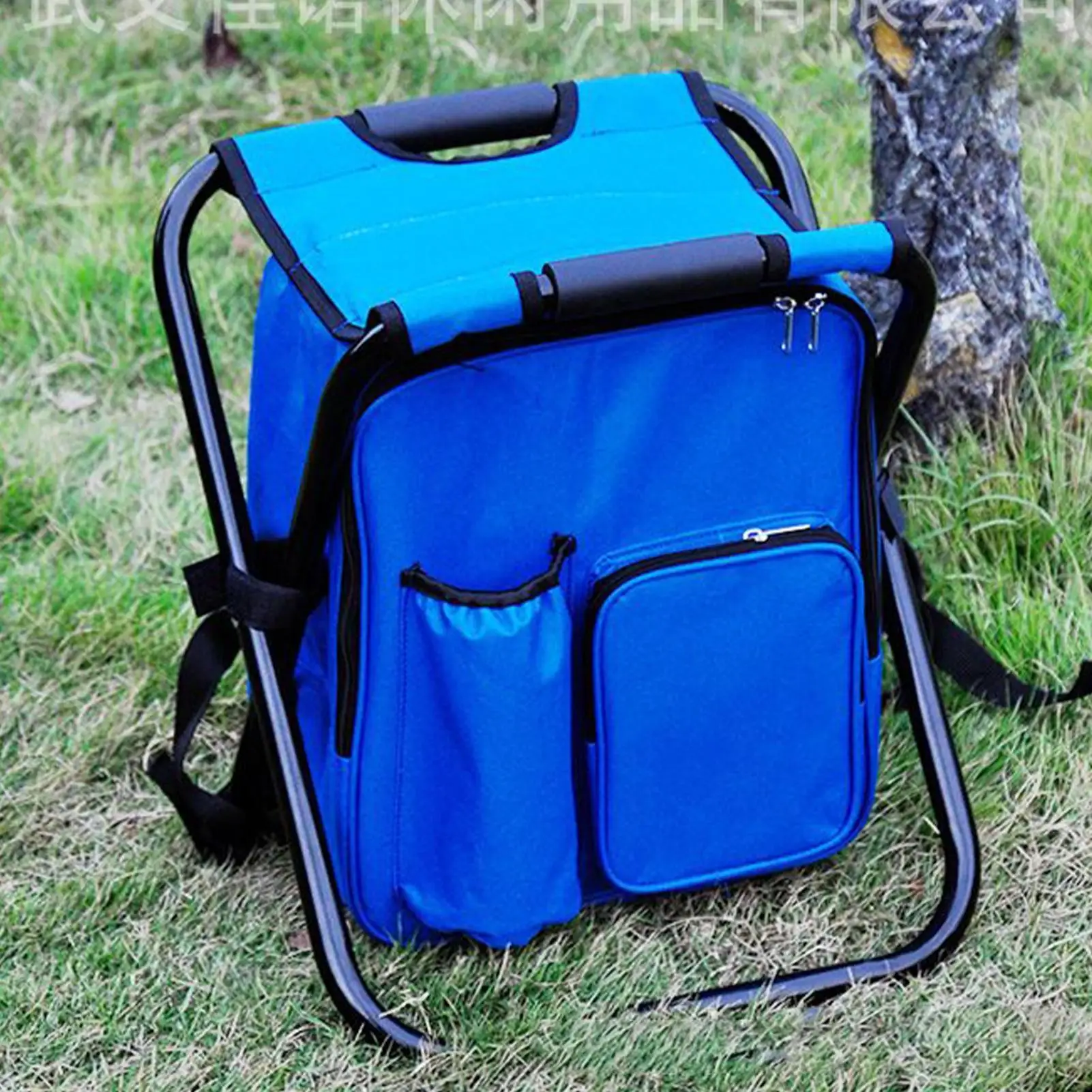 Folding Camping Chair Portable Outdoor Chair Backpack Cooler Bag Camping Recliner For Hiking Travel Beach Park Festival Lawn