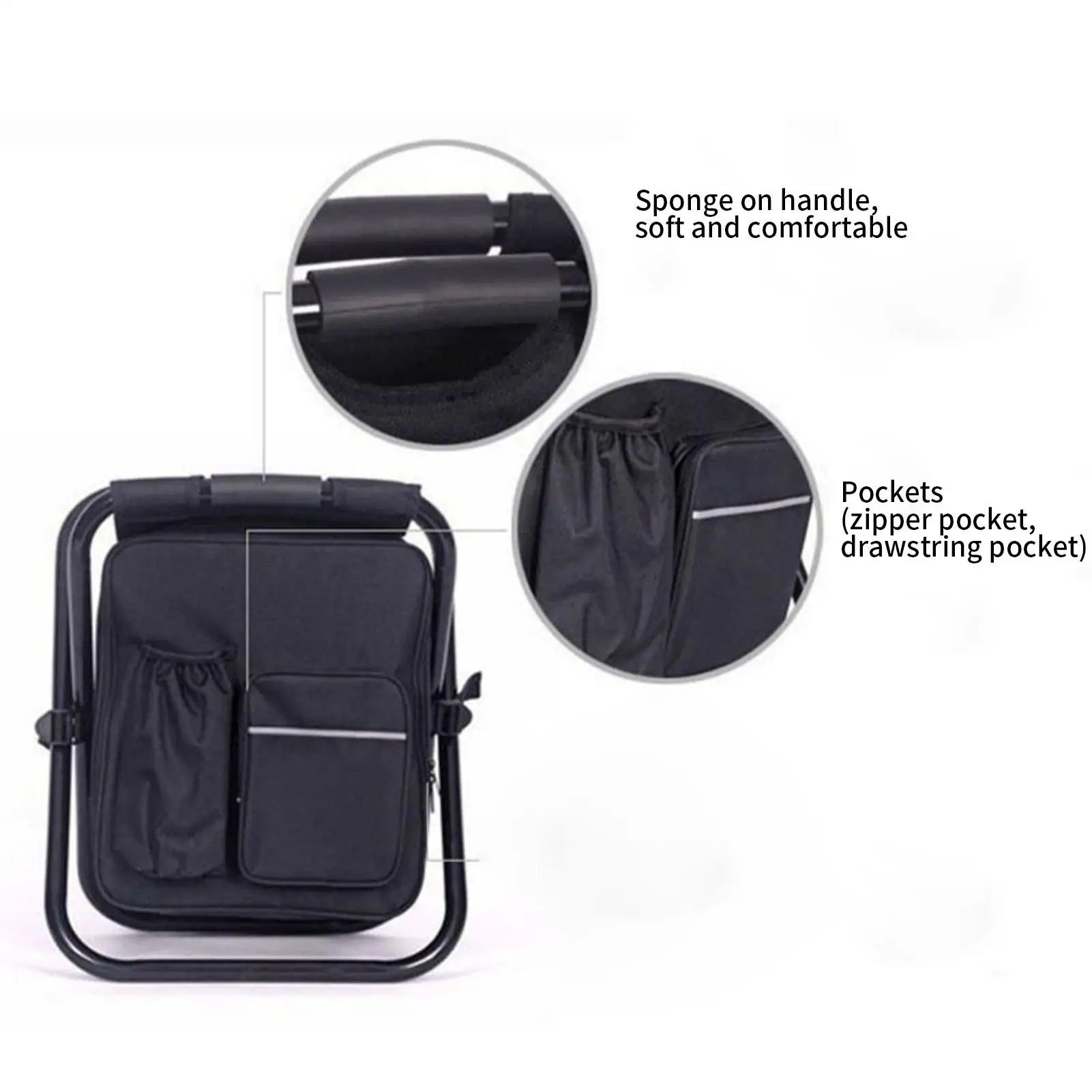 Folding Camping Chair Portable Outdoor Chair Backpack Cooler Bag Camping Recliner For Hiking Travel Beach Park Festival Lawn