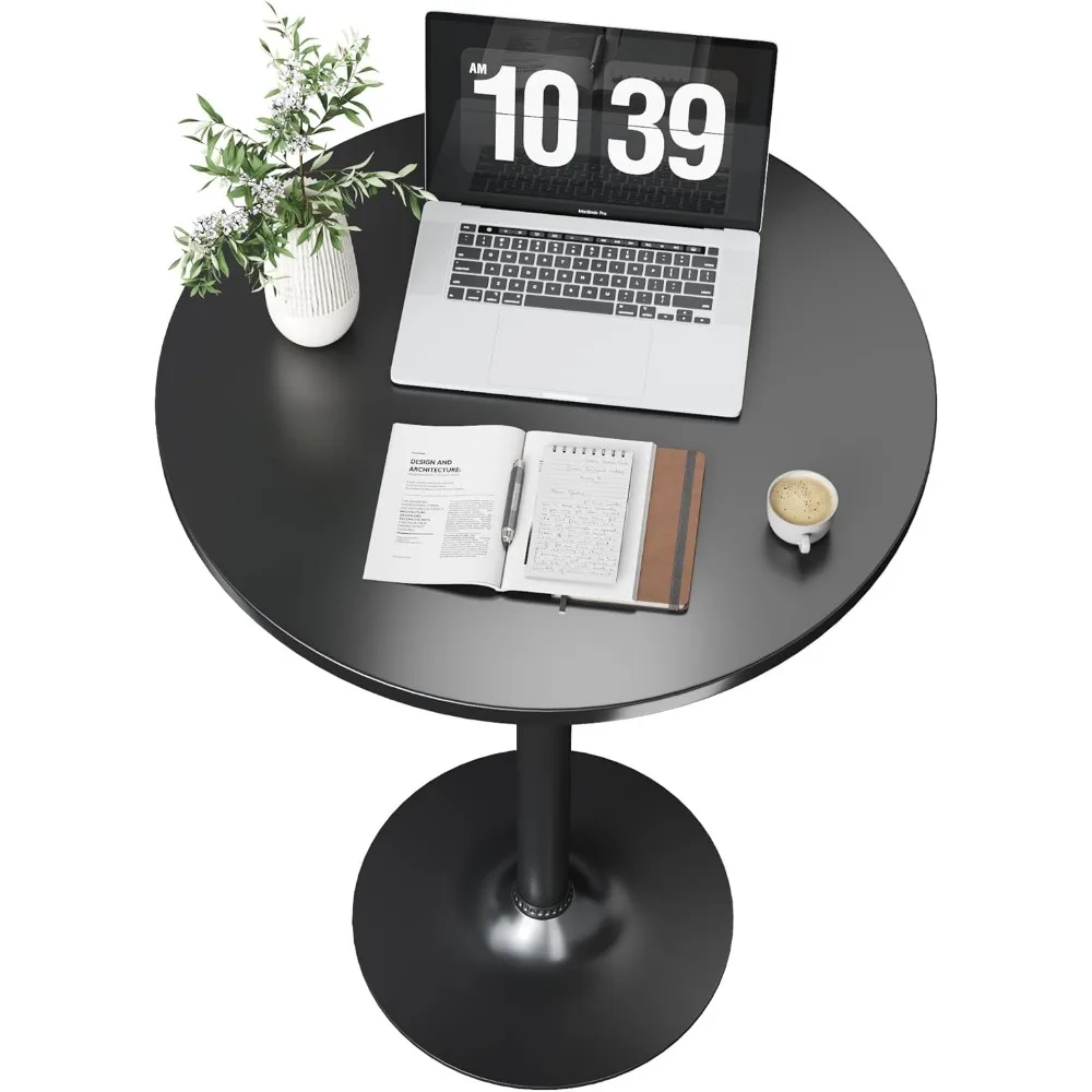 Round Bistro Pub Table 2 Pack Modern Style Metal Base MDF Top Cocktail Bar Table Counter Bar Height for Pub, Dining Room, Party