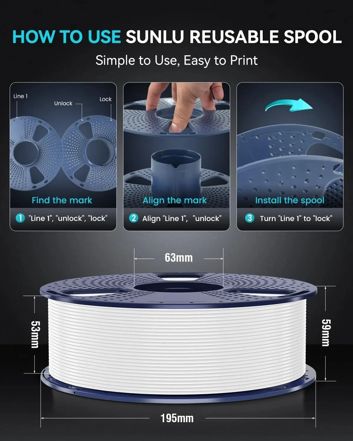 SUNLU 5KG(PLA Classic)High Speed Matte PLA Filament 1.75mm 1kg High Speed Printing Neatly Arranged Filament Fit Most FDM Printer