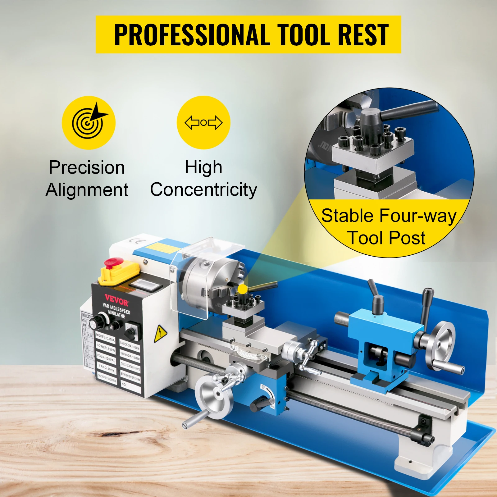 VEVOR Pro Leg Stretcher 220LBS Leg Stretch MachineMiniMetalLathe/7"X14Inch550WForThreadingMetalGearHigh-precision4-inchjawChuck