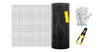 SucceBuy Welded Wire Fence Vinyl Coated Chicken Rabbit Mesh 1"x1" 16 Gauge 24"x50'/24"x100'/36"x50' Black Hardware Cloth & Mesh