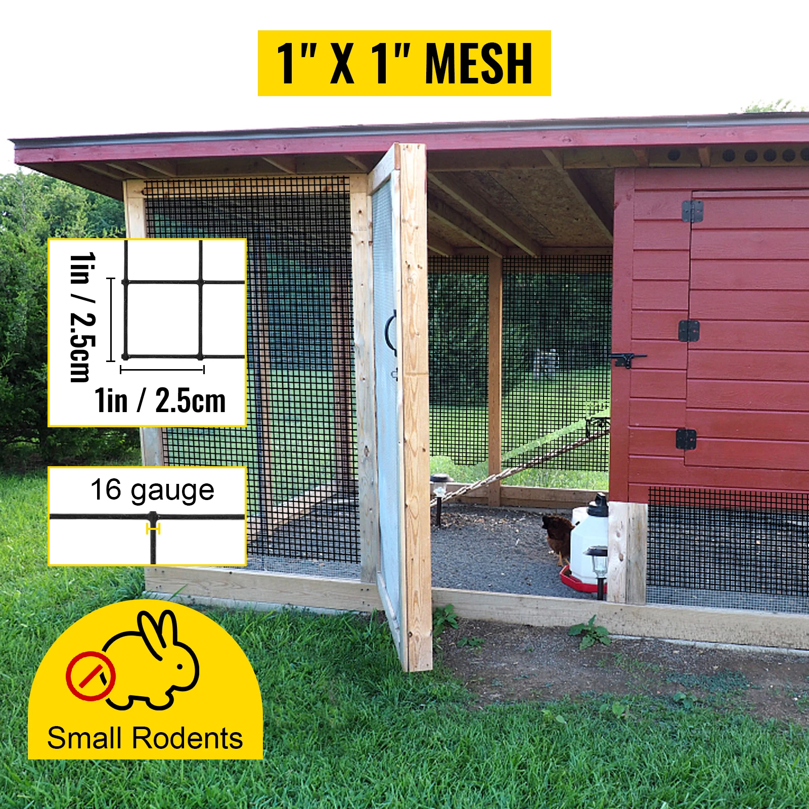 SucceBuy Welded Wire Fence Vinyl Coated Chicken Rabbit Mesh 1"x1" 16 Gauge 24"x50'/24"x100'/36"x50' Black Hardware Cloth & Mesh