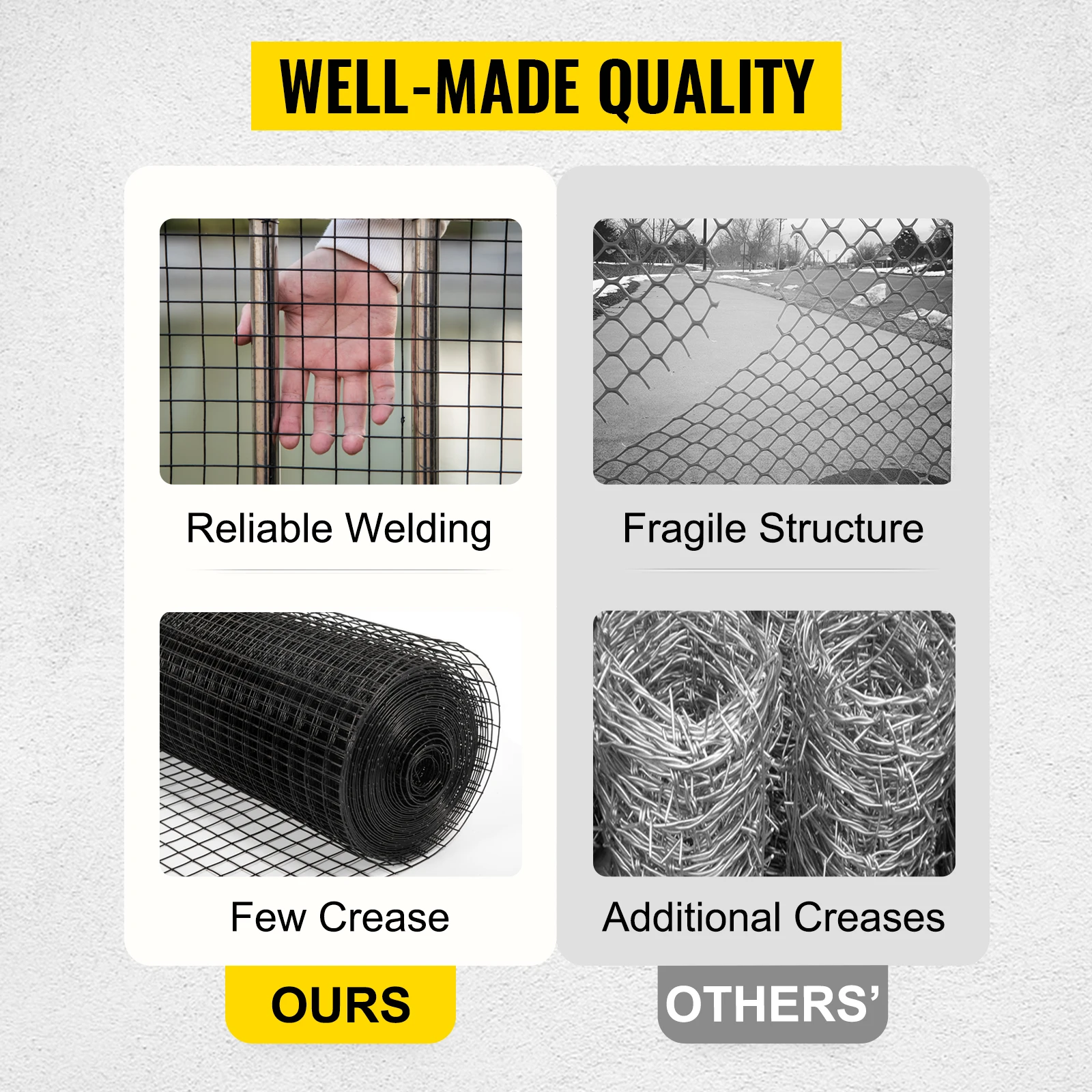 SucceBuy Welded Wire Fence Vinyl Coated Chicken Rabbit Mesh 1"x1" 16 Gauge 24"x50'/24"x100'/36"x50' Black Hardware Cloth & Mesh
