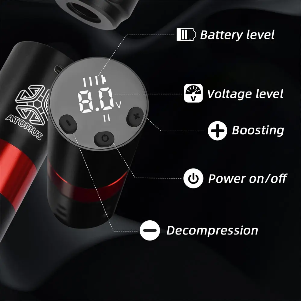 Complete Wireless Tattoo Gun Kit 20pcs Cartridge Needles Ink Rotary Tattoo Pen 1600mAh Battery Digital Portable Cordless Motor