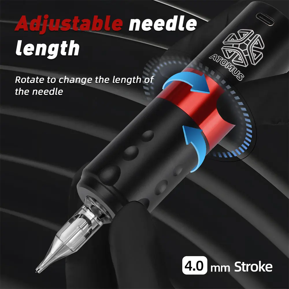 Complete Wireless Tattoo Gun Kit 20pcs Cartridge Needles Ink Rotary Tattoo Pen 1600mAh Battery Digital Portable Cordless Motor