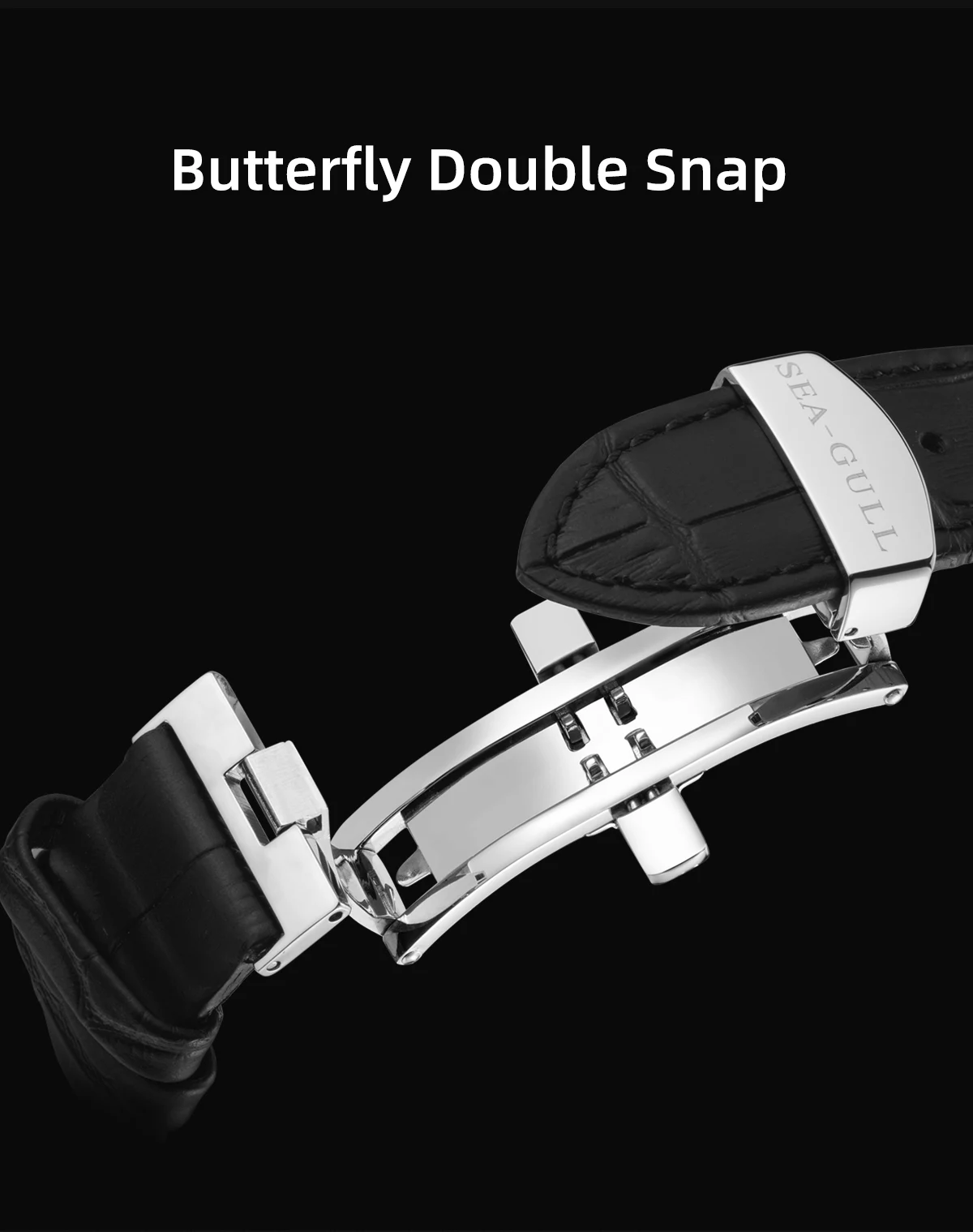 Seagull Men Automatic Watch Fashion Hollow Flywheel Mechanical Wristwatch Multi-function calendar week month Waterproof Clock