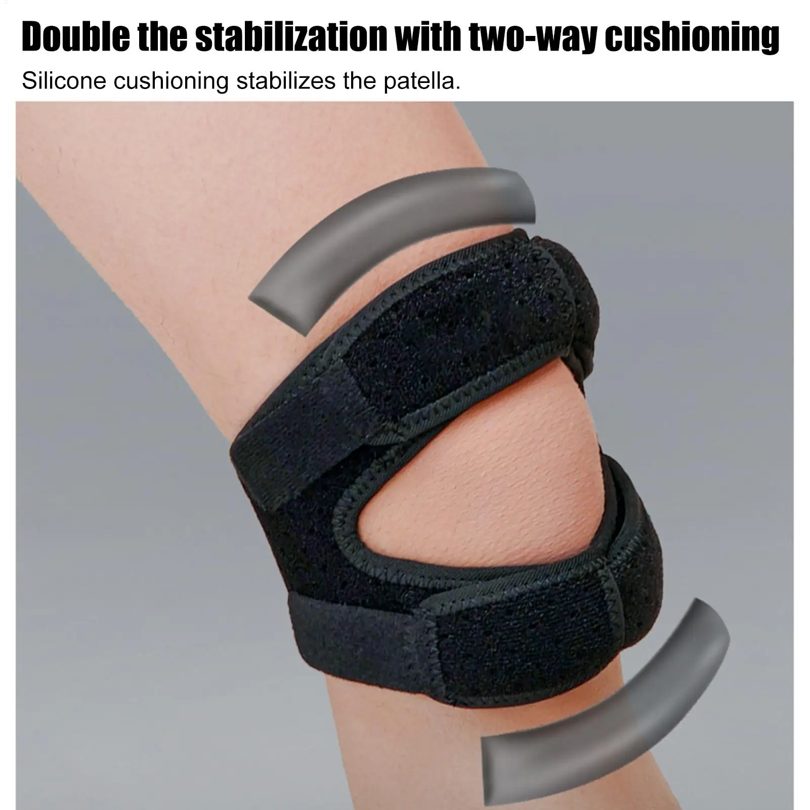 Patella Knee Brace Patella Sleeve For Adults 2 Pieces Supportive Non-Slip Knee Sleeve Brace For Basketball Gym Tennis