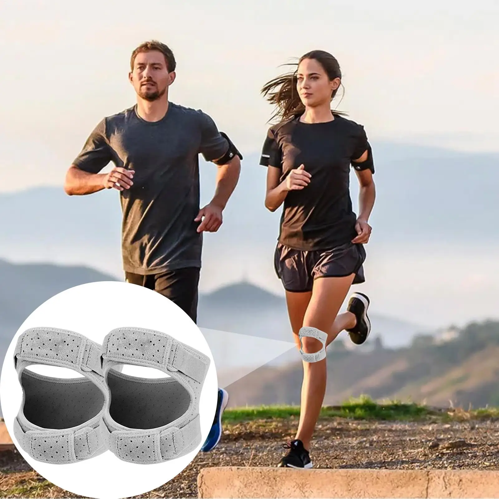 Patella Knee Brace Patella Sleeve For Adults 2 Pieces Supportive Non-Slip Knee Sleeve Brace For Basketball Gym Tennis