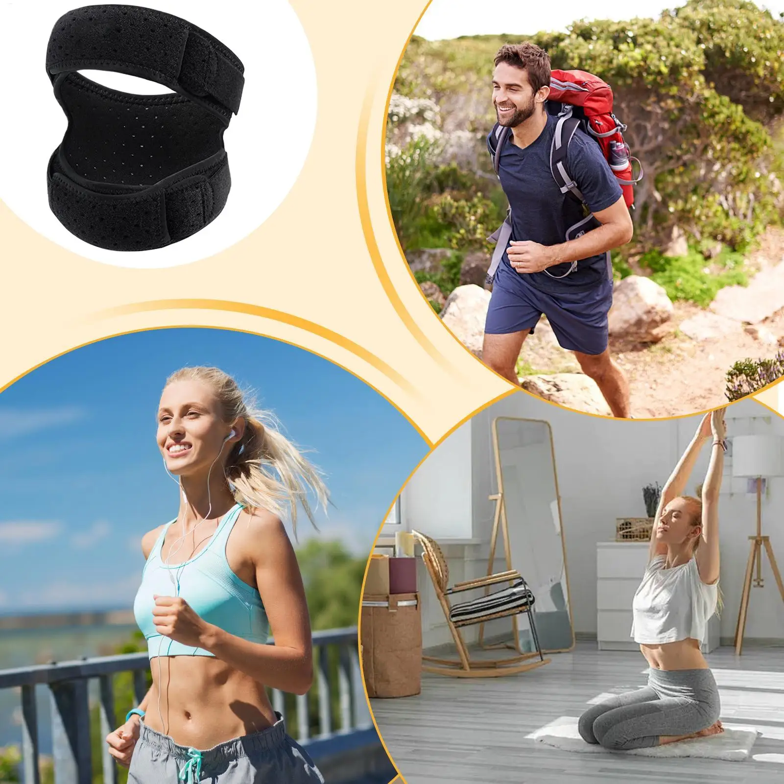 Patella Knee Brace Patella Sleeve For Adults 2 Pieces Supportive Non-Slip Knee Sleeve Brace For Basketball Gym Tennis