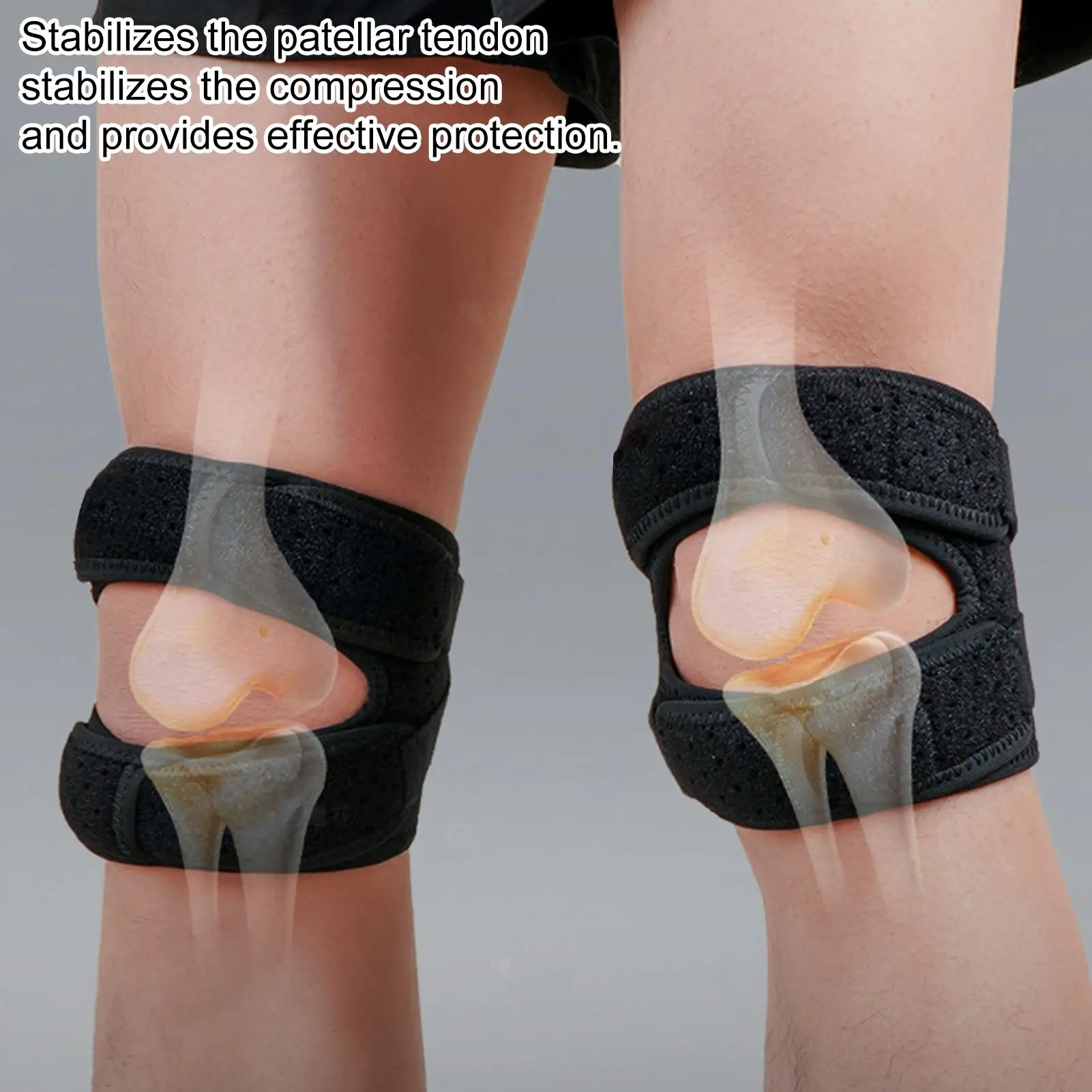 Patella Knee Brace Patella Sleeve For Adults 2 Pieces Supportive Non-Slip Knee Sleeve Brace For Basketball Gym Tennis