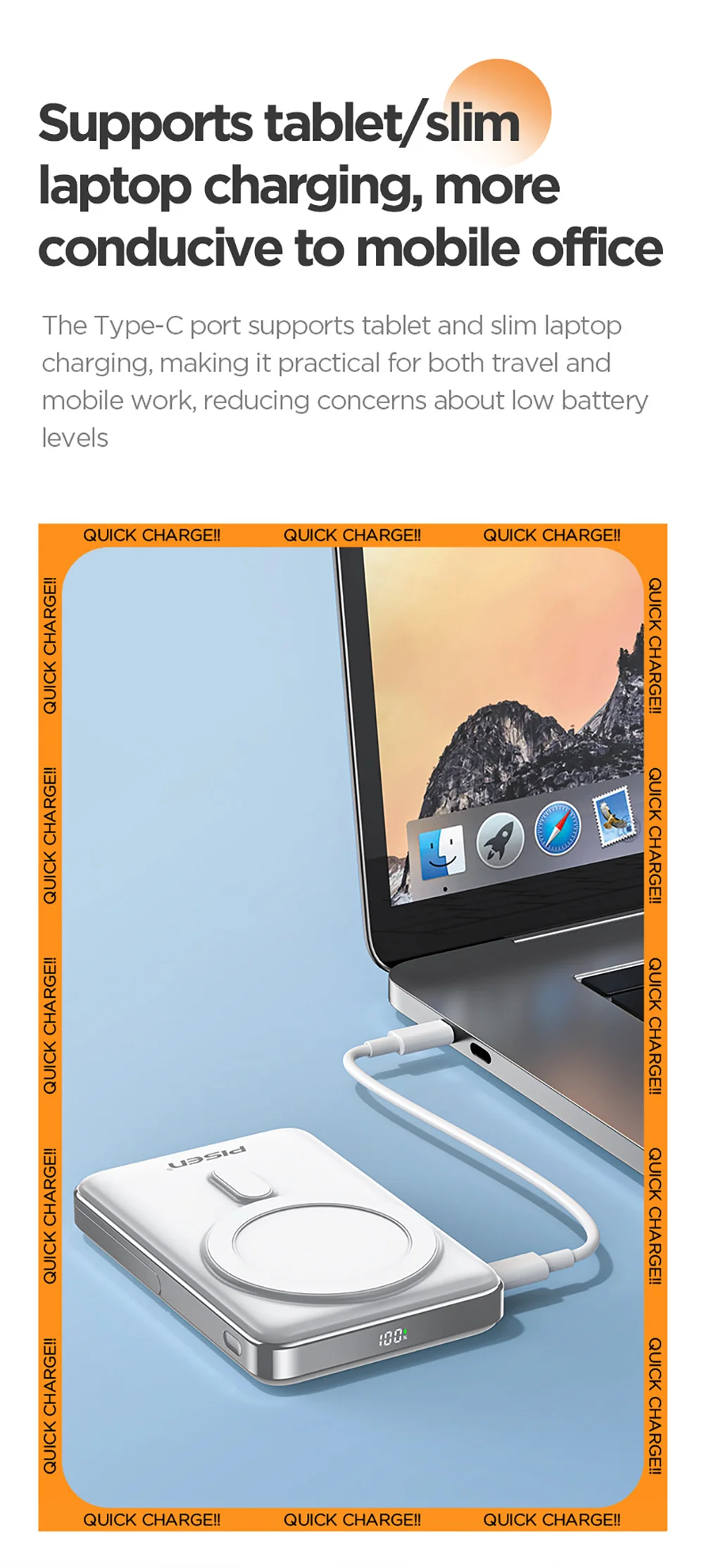 PISEN Magnetic Wireless Power Bank with Built in Stand MagSafe Compatible 30W USB C Fast Charging for iPhone Samsung Huawei