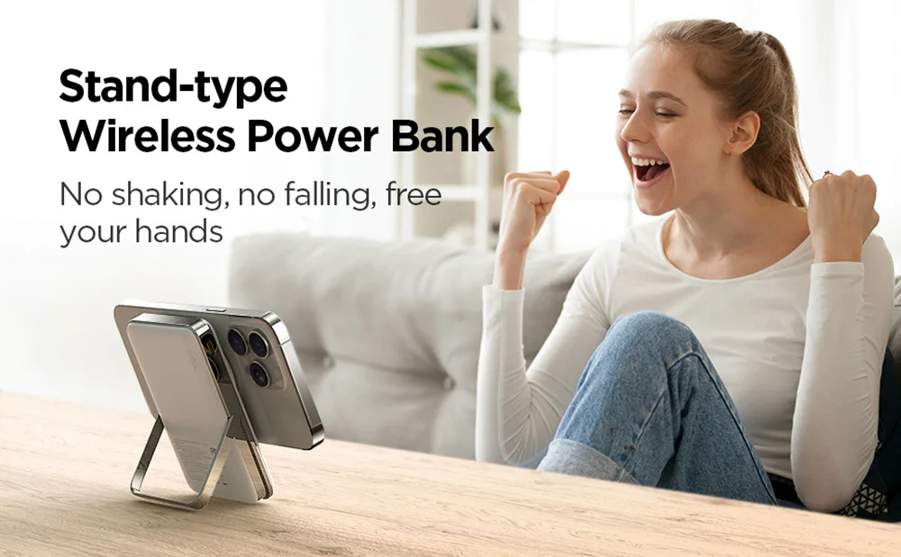 PISEN Magnetic Wireless Power Bank with Built in Stand MagSafe Compatible 30W USB C Fast Charging for iPhone Samsung Huawei