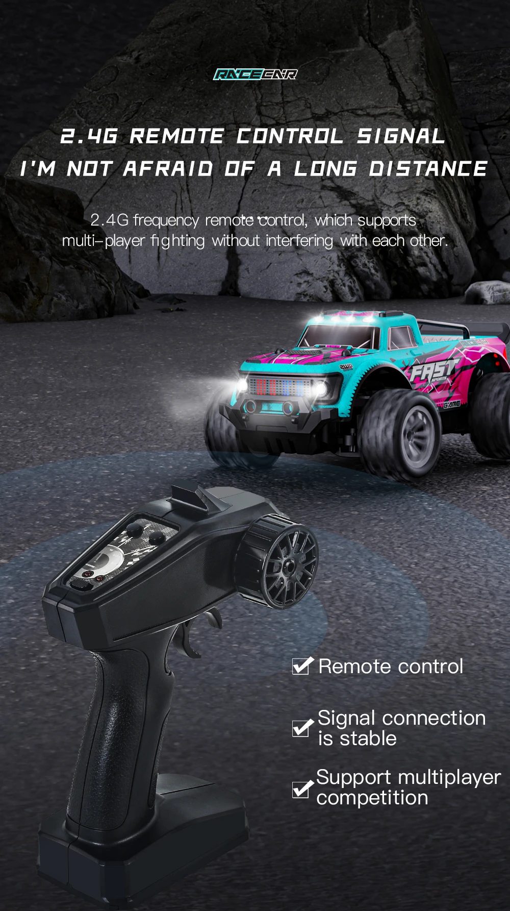 2.4G RC Off-Road Vehicle Climbling Cars with LED Lights Children's Toy High Speed Remote Control Racing Drift Car Boy Truck Toys