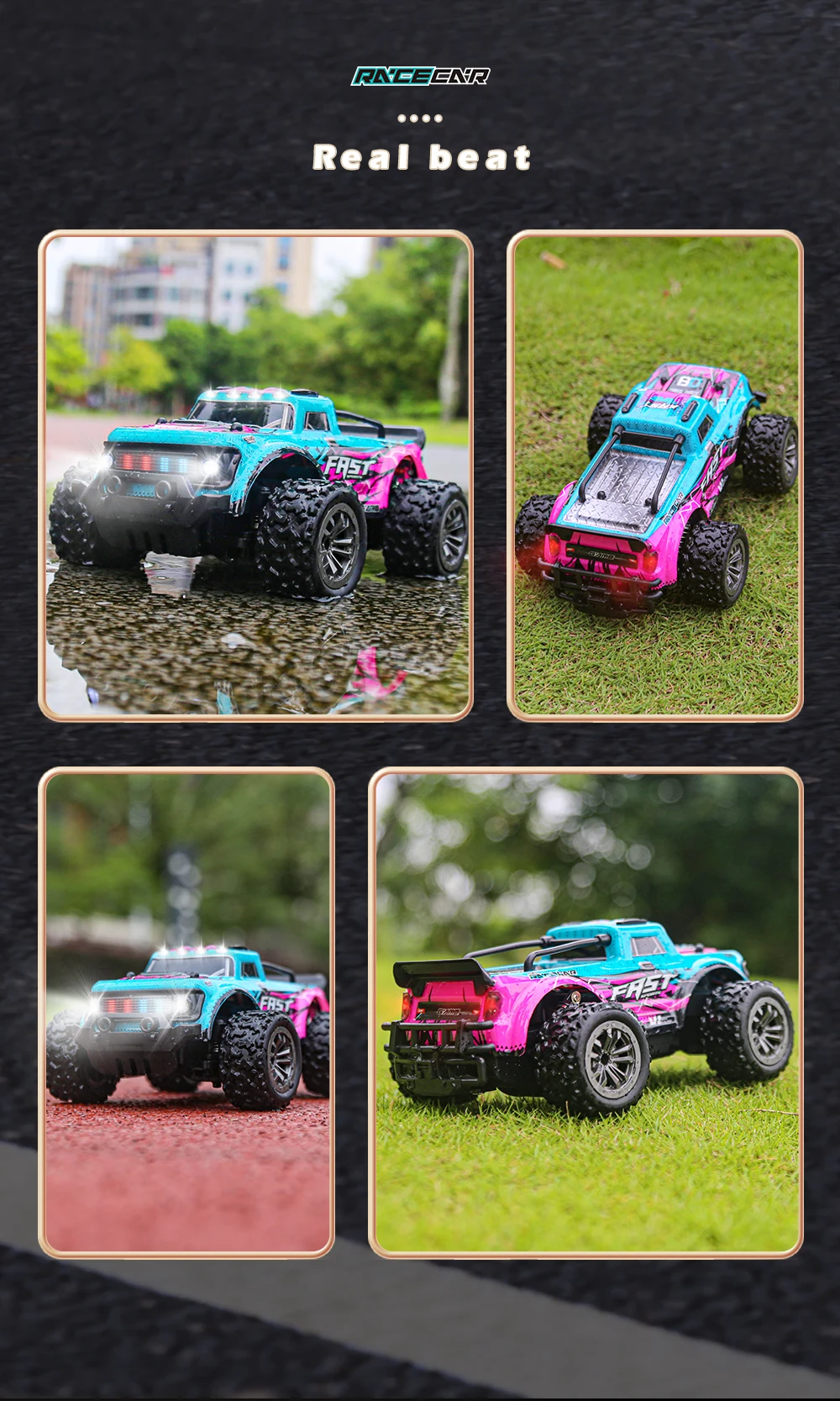 2.4G RC Off-Road Vehicle Climbling Cars with LED Lights Children's Toy High Speed Remote Control Racing Drift Car Boy Truck Toys