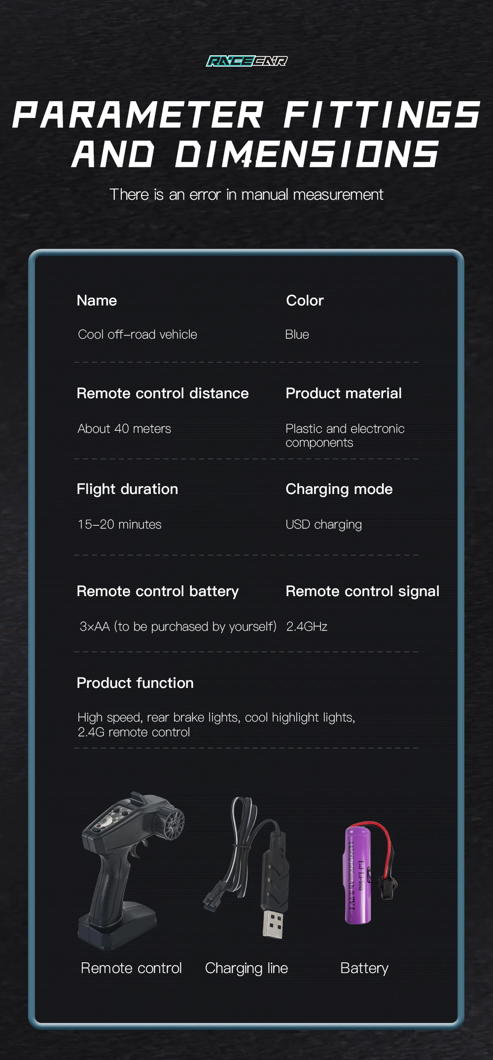 2.4G RC Off-Road Vehicle Climbling Cars with LED Lights Children's Toy High Speed Remote Control Racing Drift Car Boy Truck Toys