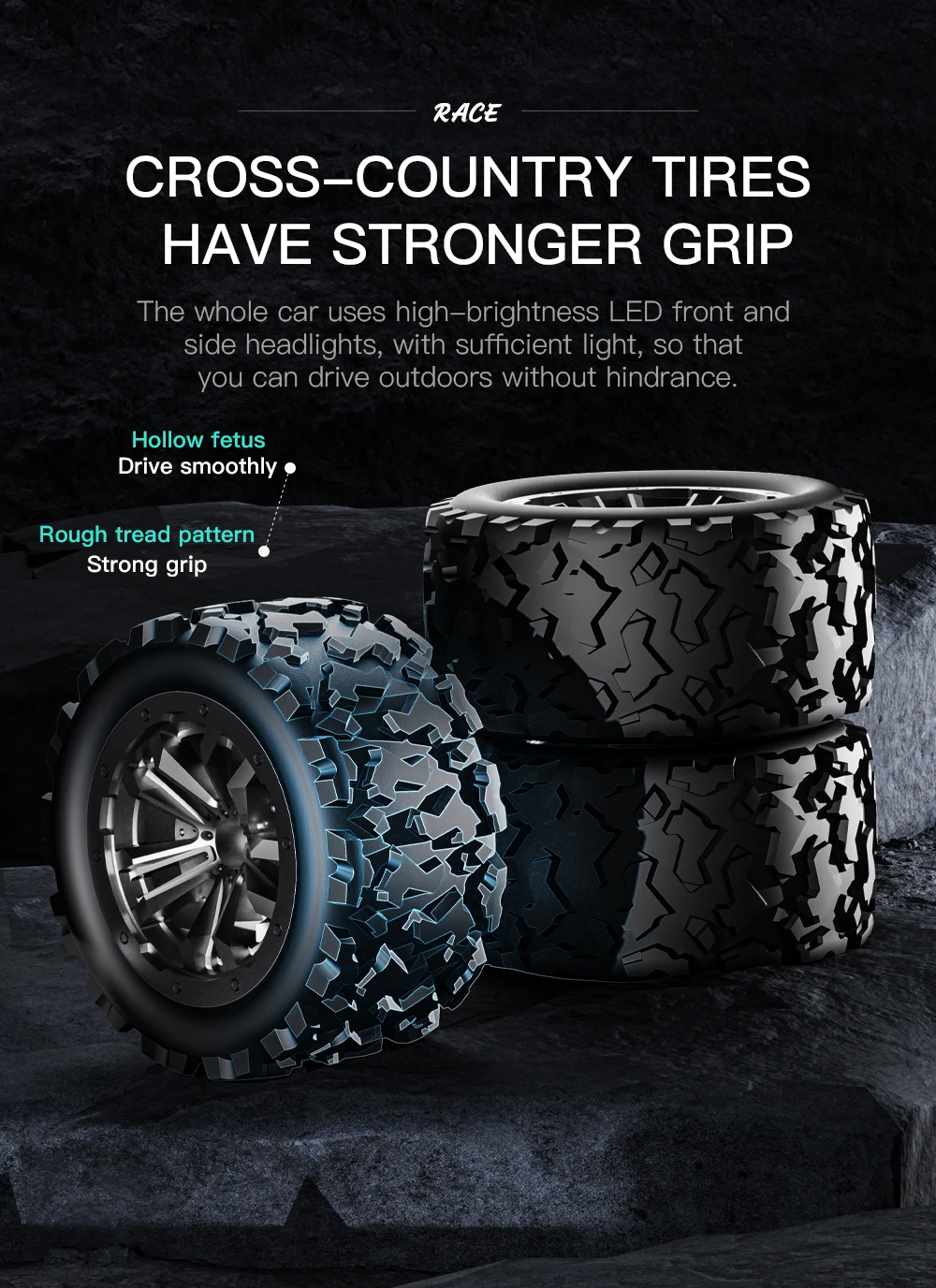 2.4G RC Off-Road Vehicle Climbling Cars with LED Lights Children's Toy High Speed Remote Control Racing Drift Car Boy Truck Toys