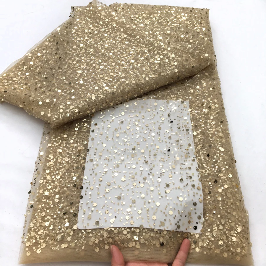 Luxury African Heavy Silver Sequins Lace Fabric High Quality For Bridal Dress 2025 French Tulle Lace Fabric Evening Dress A3490