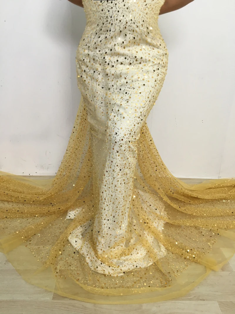 Luxury African Heavy Silver Sequins Lace Fabric High Quality For Bridal Dress 2025 French Tulle Lace Fabric Evening Dress A3490