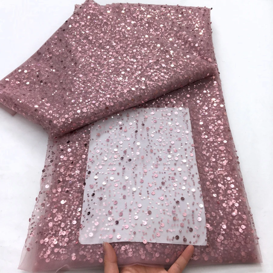 Luxury African Heavy Silver Sequins Lace Fabric High Quality For Bridal Dress 2025 French Tulle Lace Fabric Evening Dress A3490