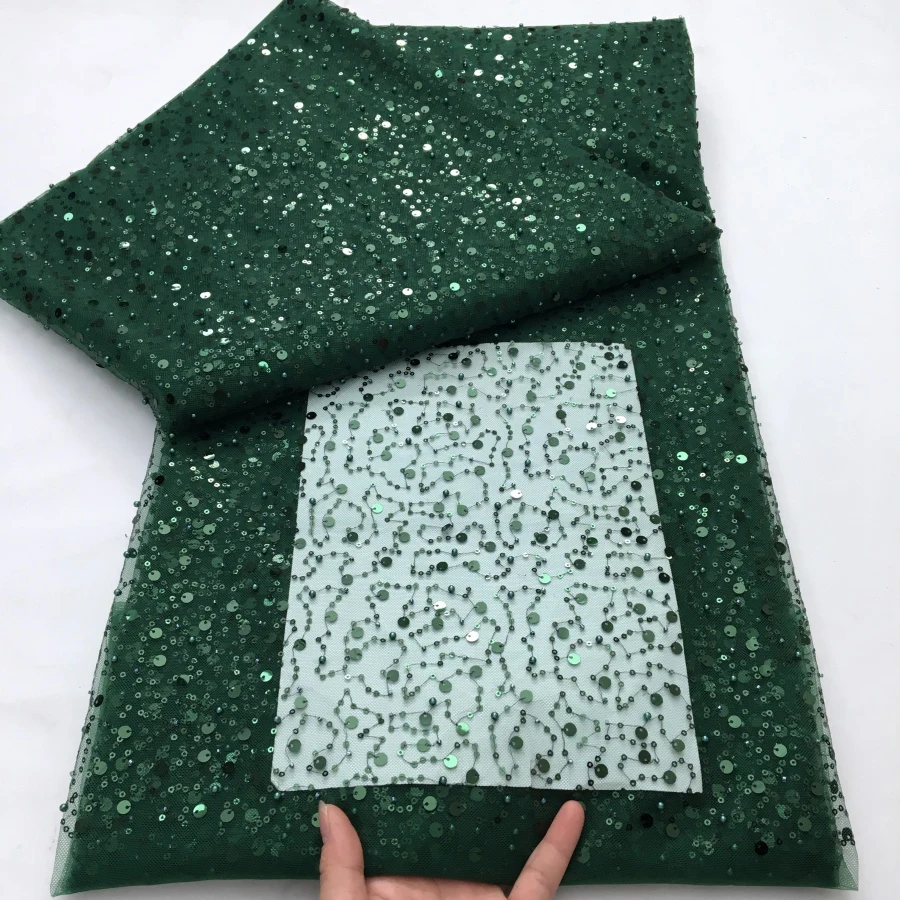 Luxury African Heavy Silver Sequins Lace Fabric High Quality For Bridal Dress 2025 French Tulle Lace Fabric Evening Dress A3490