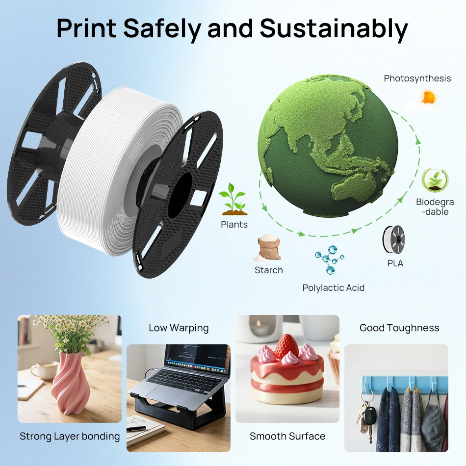JAYO PLA Filament 1.75mm 1.1KG 5Rolls PLA 3D Printer Filament with Reusable Spool Fit Most 3D Printers