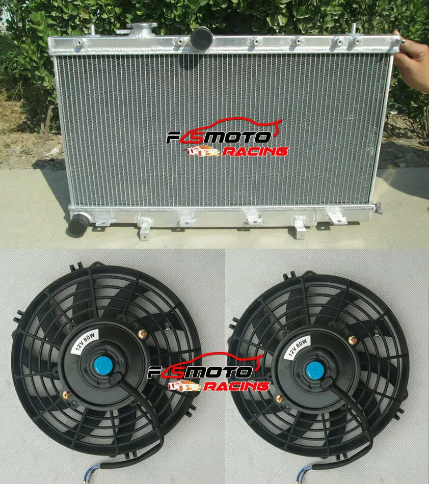 Aluminum Radiator + Fans For Subaru Impreza WRX STI GDB GDA 2002 2003 2004 2005 2006 2007 Manual MT