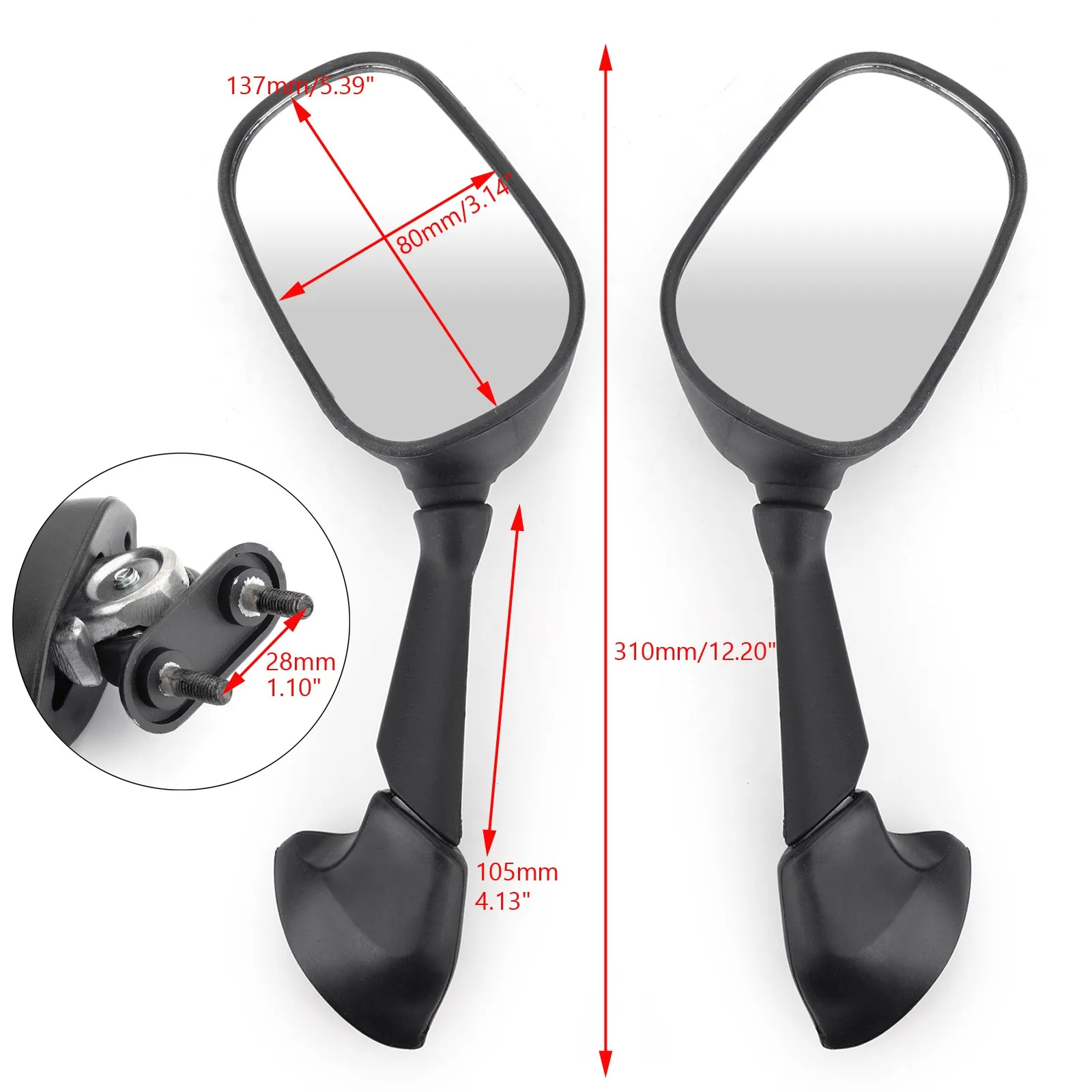 Artudatech Pair Rear View Side Mirrors Left & Right For Yamaha YZF R1 YZF R6 2006-2008 2007