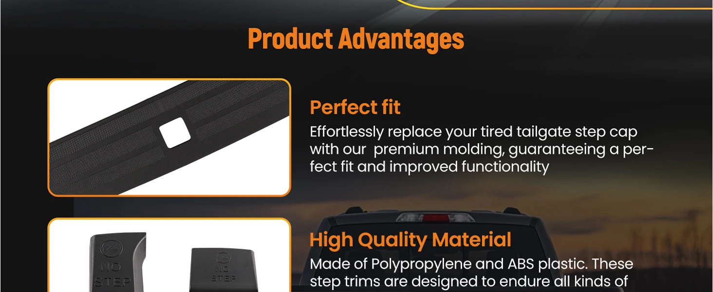 Tailgate Flex Step Pad Molding Trim For Ford F-150 Lighting 22-24 ML3Z-9940602-A Polypropylene