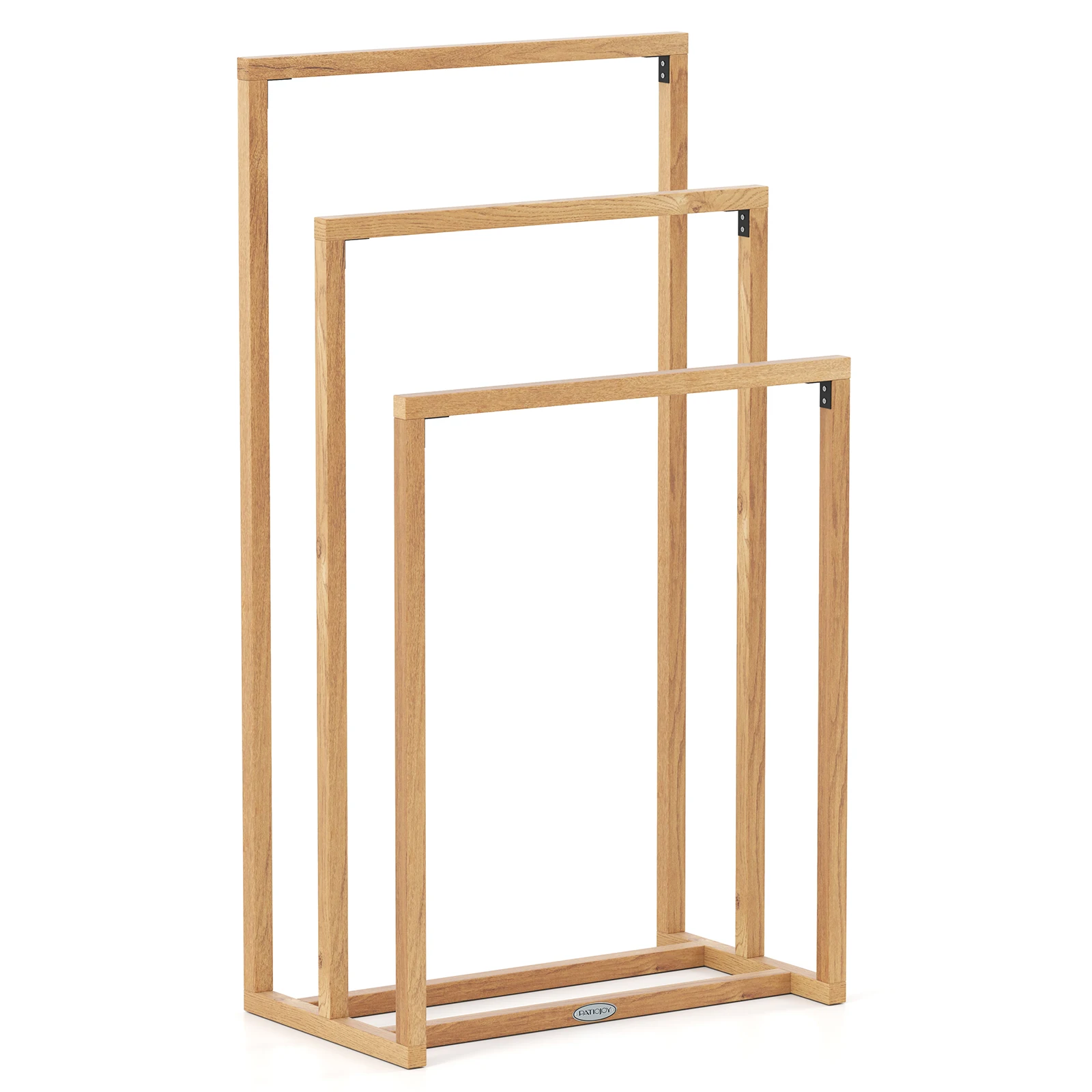 3-Tier Freestanding Towel Rack with 3 Hanging Crossbars for Bathroom Natural