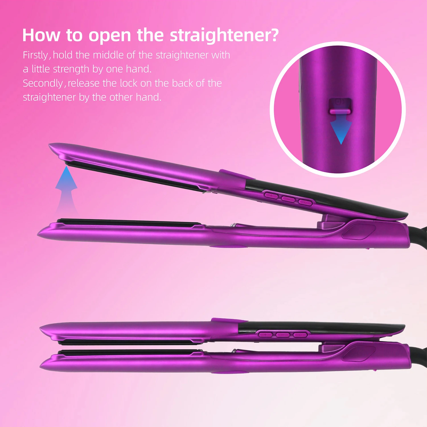 Plasma Hair Straightener 500F Ceramic Plate Fast Heat Flat Iron Smooth Frizz Professional Hair Styling Tool Dual Voltage