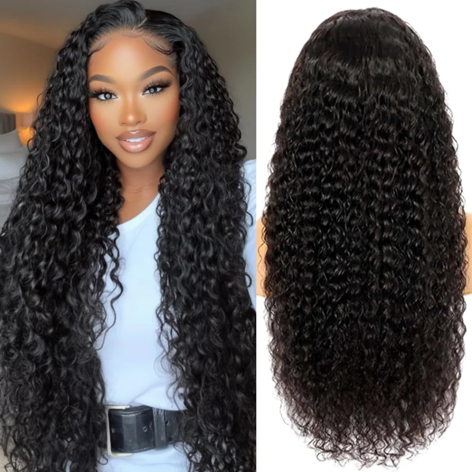 V Part Wigs Human Hair Glueless No Leave Out Upgrade Brazilian Curly Deep Wave Wigs For Women 220 Density Natural Color 30 Inch