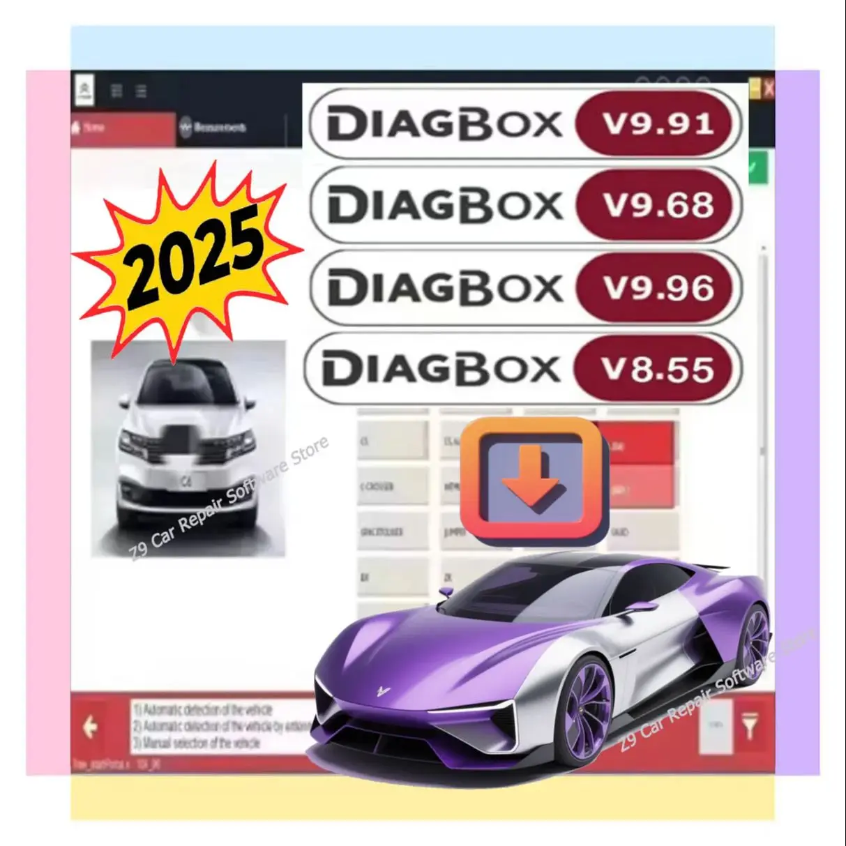 🔥2025 Newest Diagbox V9.96 Car Diagnostic Tool ⭐ALL in 1 for Citroen/Peugeot🚗 9 Language✅Free Update✅OBD2 Scanner ECU Coding