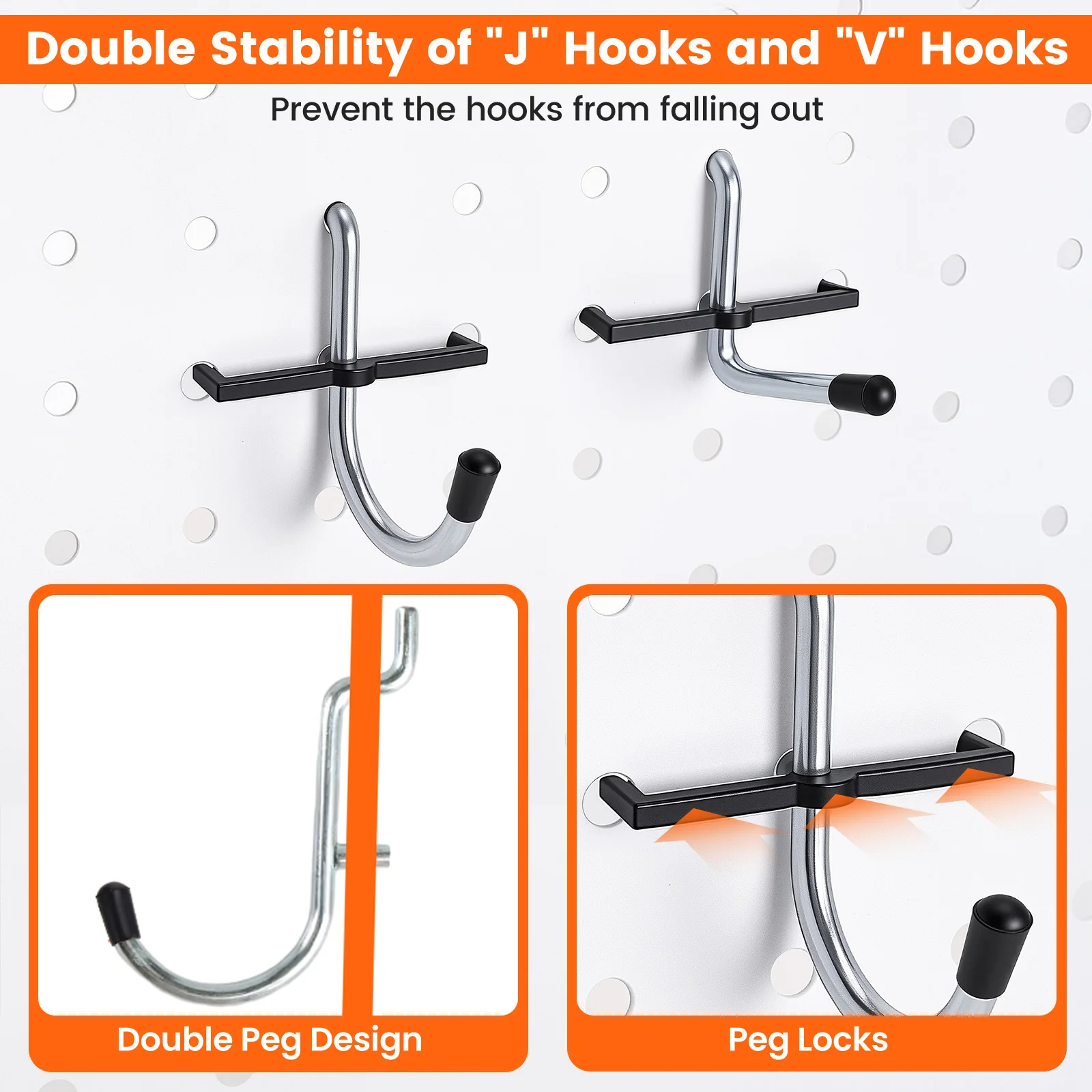 ENJOYWOOD 155pcs/set Pegboard Hooks Kit Peg Board Accessories Organizer Kit with Various Hooks,Bins,Baskets Wall Hanging Tool