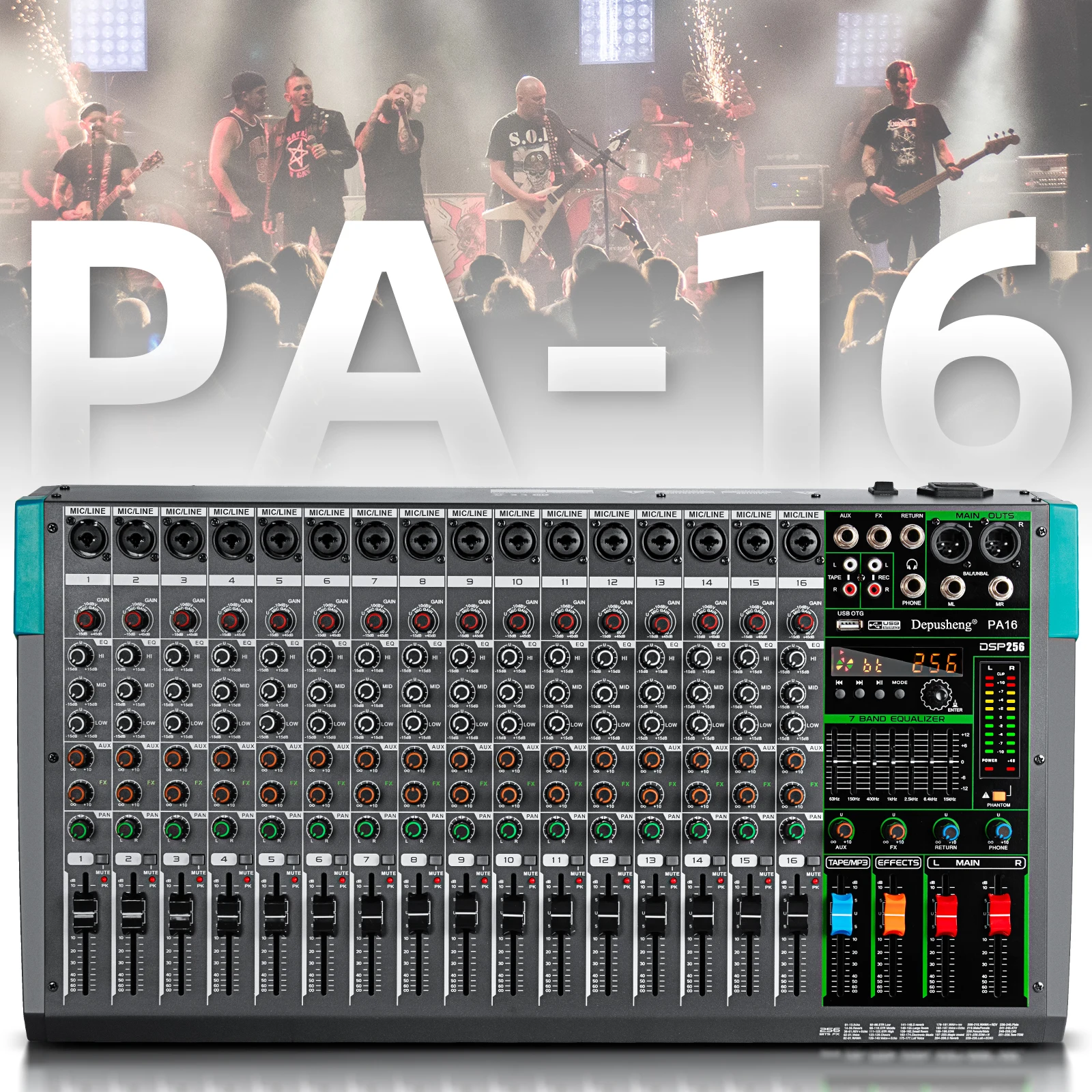 6/8/12/16 Channels Audio Sound Mixer Depusheng Mixing DJ Console USB 48V Phantom Power 256 DSP Effects Sound Table for Stage