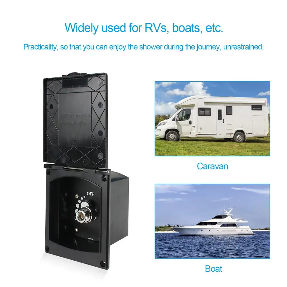 Outdoor Exterior Shower Box Kit Soft Metal Faucet Hose With Shower Head Quick Connect Adjustable Water Valve For RV Camper
