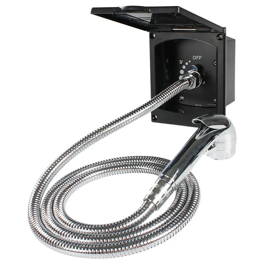 Outdoor Exterior Shower Box Kit Soft Metal Faucet Hose With Shower Head Quick Connect Adjustable Water Valve For RV Camper