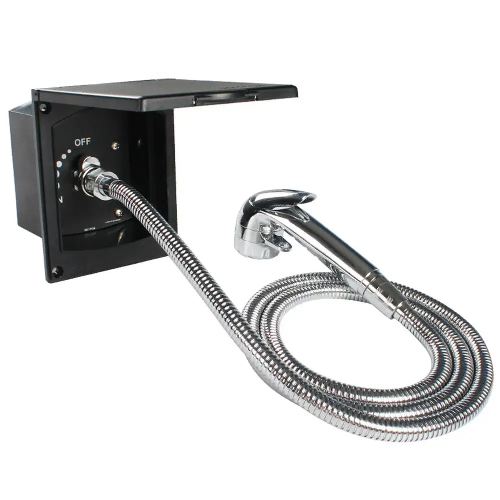 Outdoor Exterior Shower Box Kit Soft Metal Faucet Hose With Shower Head Quick Connect Adjustable Water Valve For RV Camper