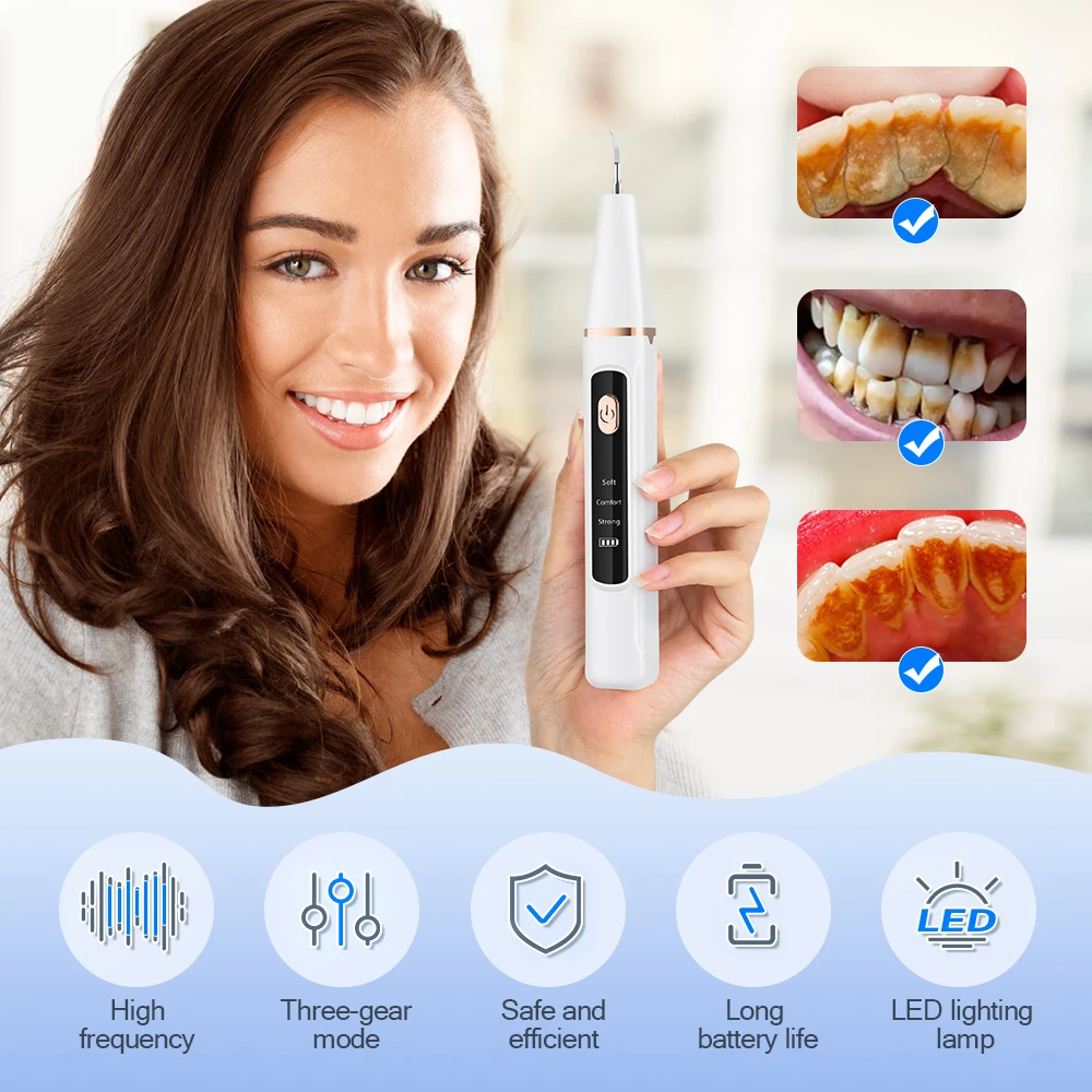 Portable Oral Irrigator Ultrasonic Calculus Remover Electric Teeth Whitening Dental Scaler Plaque Stains Tartar Home Oral Care