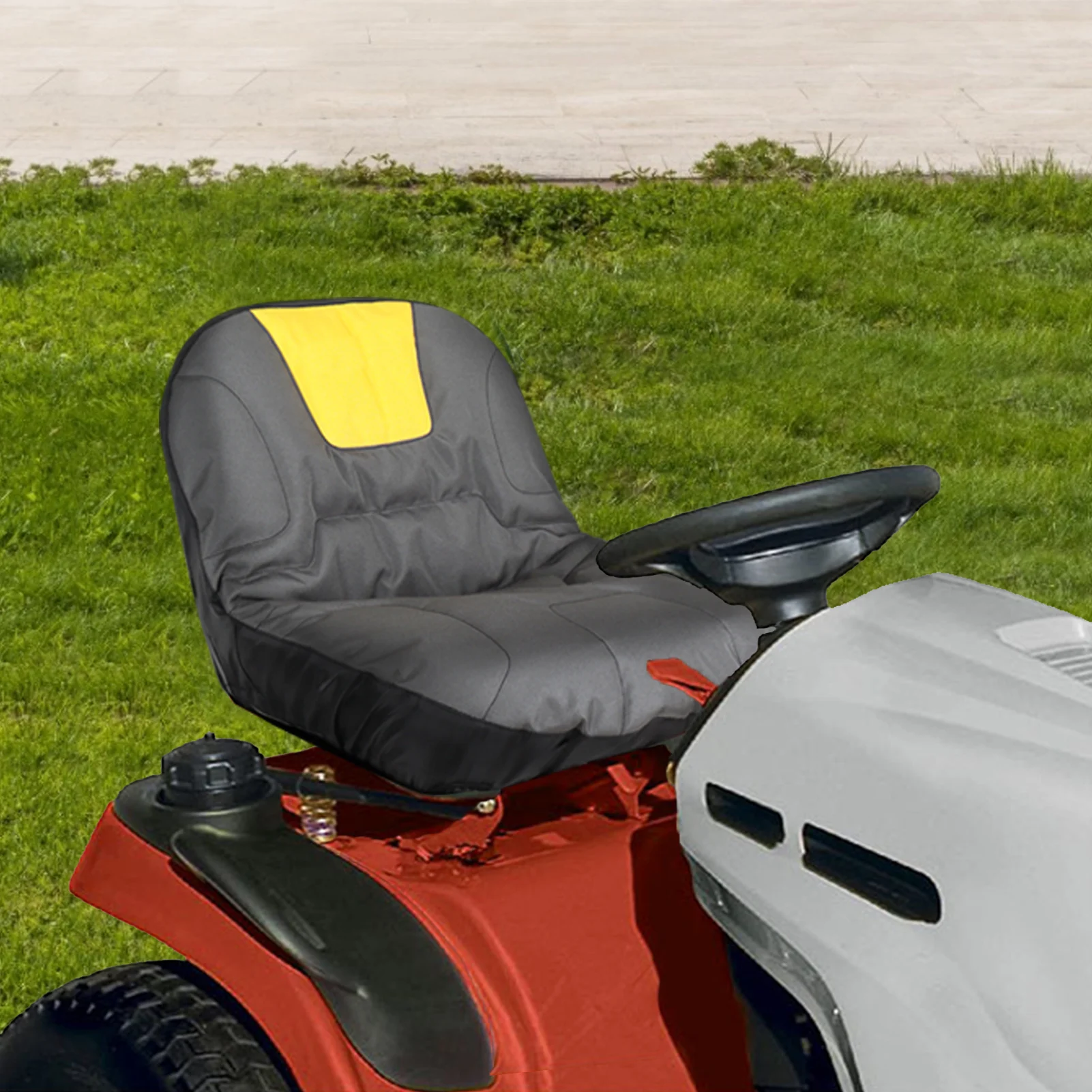 Universal Riding Lawn Mower Tractor Seat Cover Comfortable Padded Comfort Pad With 2 Back Storage Pouch Durable 600D Oxford