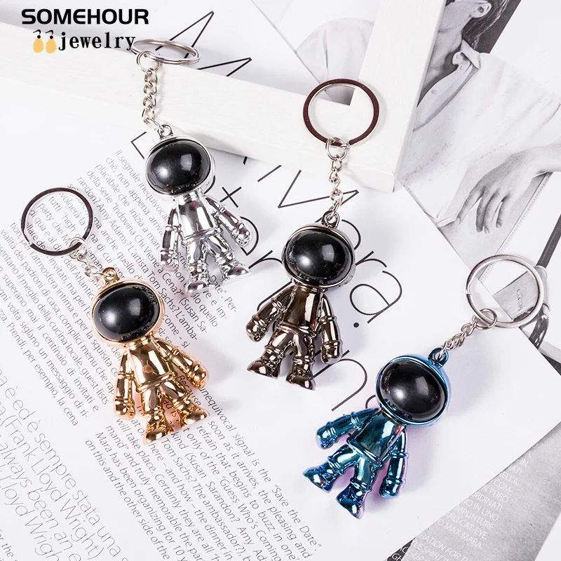 SOMEHOUR Handmade 3D Astronaut Space Robot Spaceman Keychain New Fashion Car Bag Keyring Holder Gadgets Accessories Friend Gift